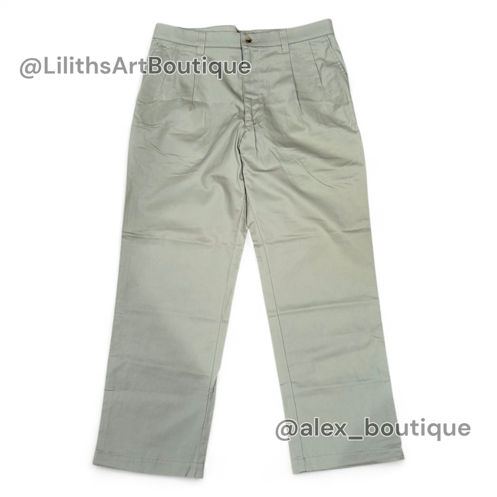 Cherokee Mens Khaki Nano Tex Cotton Classic Chino Flat Front Pants 34x30 (D028)